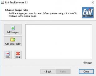 Exif Tag Remover main screen