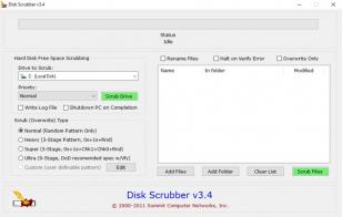 Hard Disk Scrubber main screen
