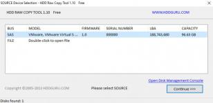 HDD Raw Copy Tool main screen