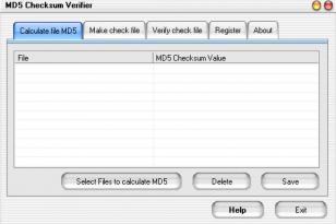 MD5 Checksum Verifier main screen