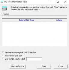 WD FAT32 Formatter main screen