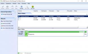 AOMEI Dynamic Disk Manager Pro main screen
