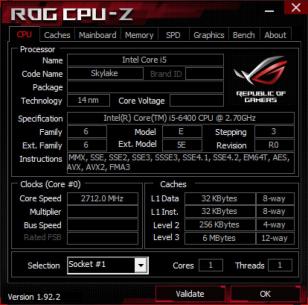 CPUID ROG CPU-Z main screen