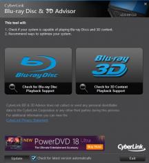 CyberLink BD & 3D Advisor main screen