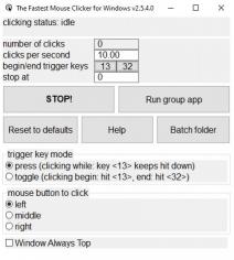 The Fastest Mouse Clicker for Windows main screen