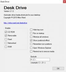 Desk Drive main screen