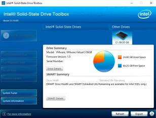 Intel SSD Toolbox main screen