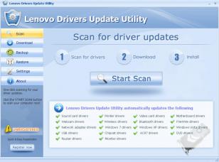 Lenovo Drivers Update Utility main screen
