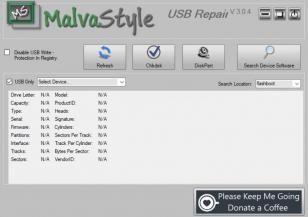 MalvaStyle Disk Repair main screen