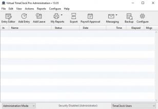 Virtual TimeClock Pro main screen