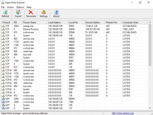 Open Ports Scanner main screen