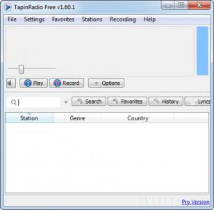 TapinRadio main screen