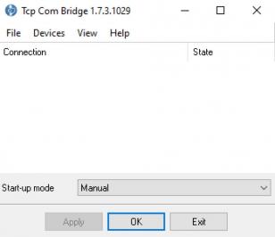 TCP COM Bridge main screen
