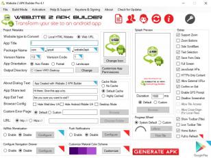 Website 2 APK Builder Pro main screen