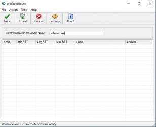 WinTraceRoute main screen