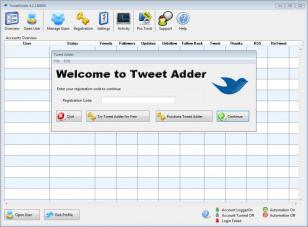 TweetAdder main screen