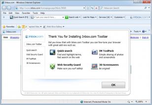 Inbox.com toolbar main screen