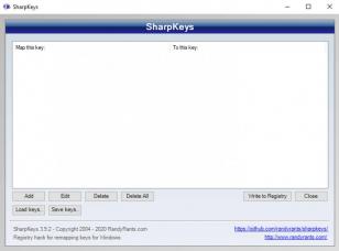 SharpKeys main screen