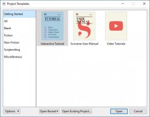 Scrivener main screen