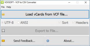VCF to CSV Converter main screen