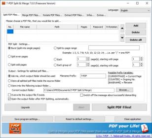 7-PDF Split & Merge main screen