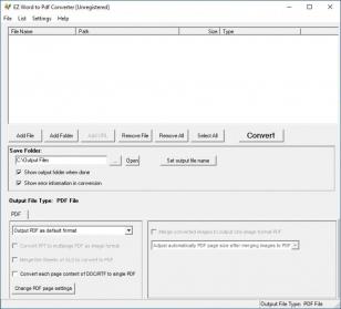 EZ Word to Pdf Converter main screen