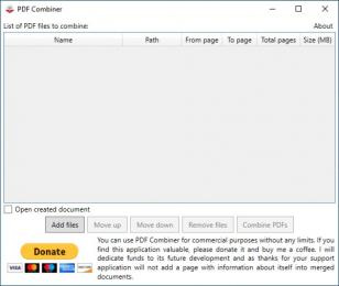 PDF Combiner main screen