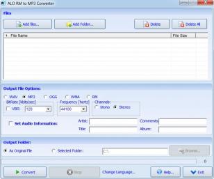 ALO RM to MP3 Converter main screen