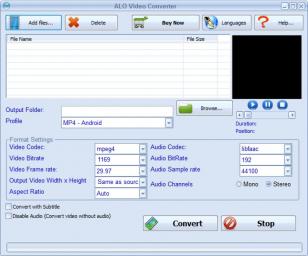 ALO Video Converter main screen