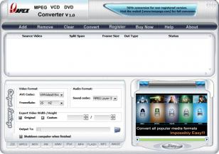 Apex MPEG VCD DVD Converter main screen