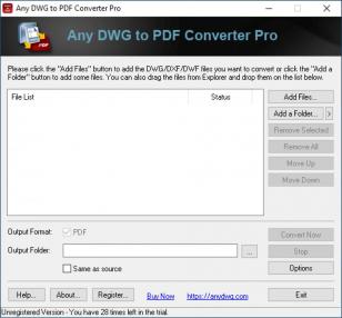 Any DWG to PDF Converter Pro main screen