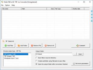 Okdo Pdf to Gif Tiff Ico Converter main screen