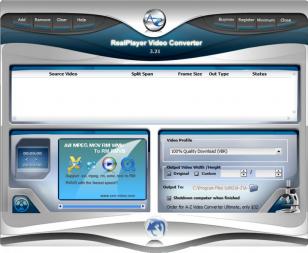 A-Z RealPlayer Video Converter main screen