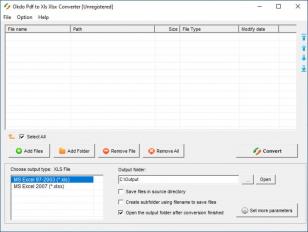 Okdo Pdf to Xls Xlsx Converter main screen