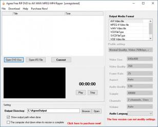 Agree Free RIP DVD to AVI WMV MPEG MP4 Ripper main screen