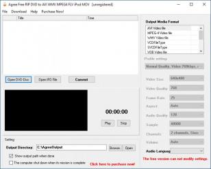 Agree Free Rip DVD to AVI WMV MPEG4 FLV iPod MOV main screen