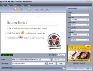 ImTOO 3GP Video Converter main screen