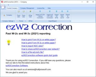 ezW2Correction main screen