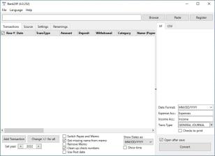 Bank2IIF main screen
