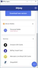 BitPay main screen