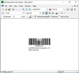 Monterey Barcode Creator main screen