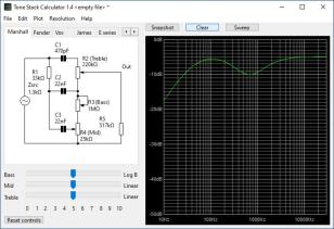 Tone Stack Calculator main screen