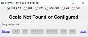 Stamps.com USB Scale Reader main screen