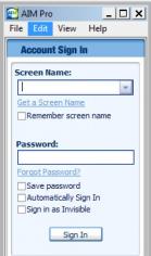 AIM Pro main screen
