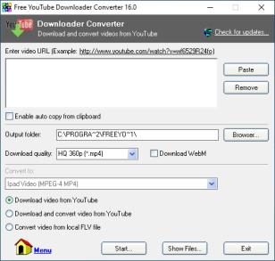 Free YouTube Downloader Converter main screen