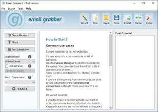 Email Grabber main screen