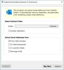 Outlook Email Address Extractor main screen