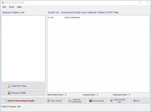 Email Extractor Outlook main screen