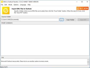 EML to Outlook Transfer main screen