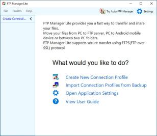 FTP Manager Lite main screen